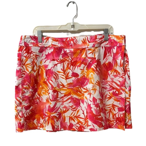Rip Skirt Hawaii Size XL Orange Pink Tropical Floral Print Mini Wrap Skirt - Picture 3 of 8